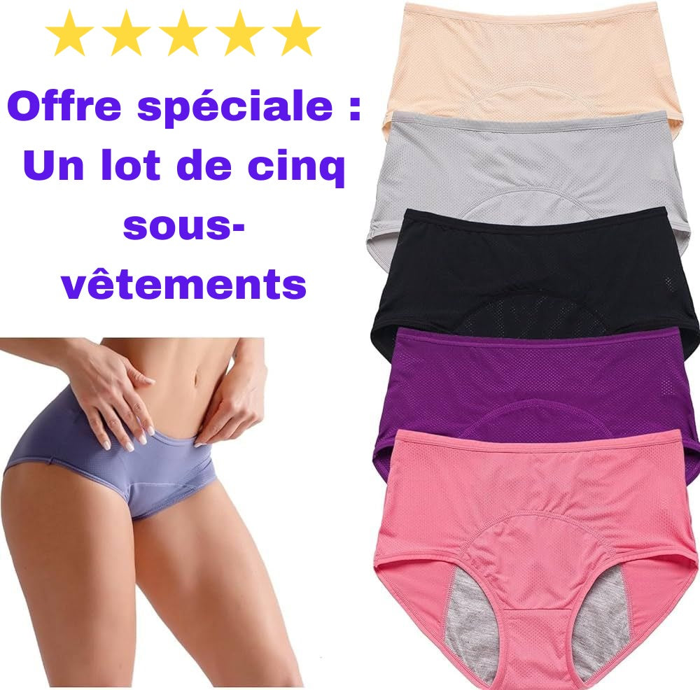 Sous-vêtements Premium Anti-fuites - Le Set de 5 pièces