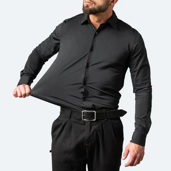 Chemise extensible non repassée et anti-froissement