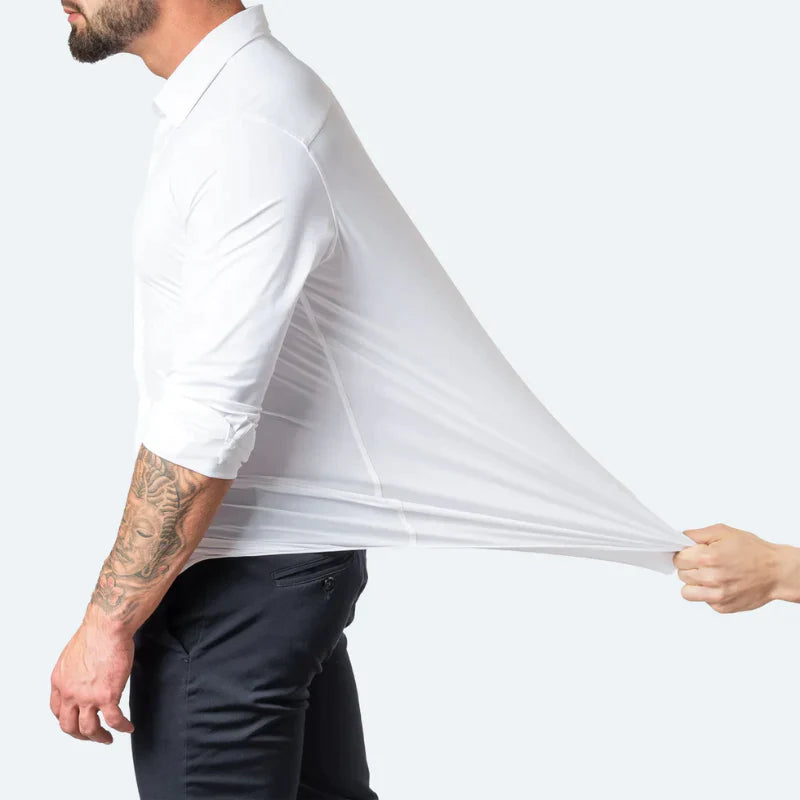 Chemise extensible non repassée et anti-froissement